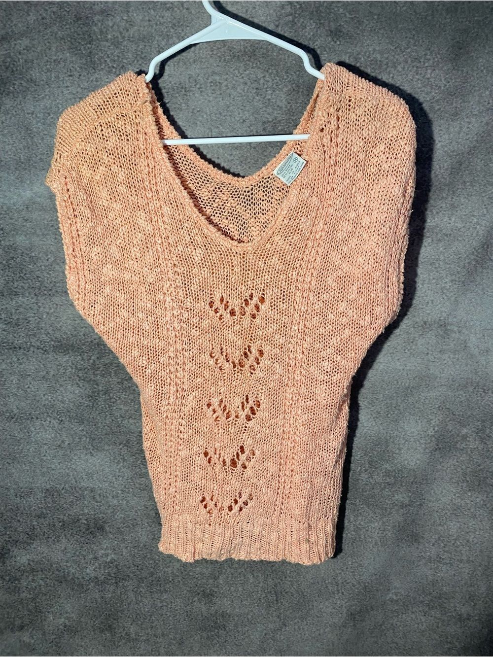 Vintage Parrinello Ramie Cotton Slub Knit Sweater Vest Top Peach Pink Medium M